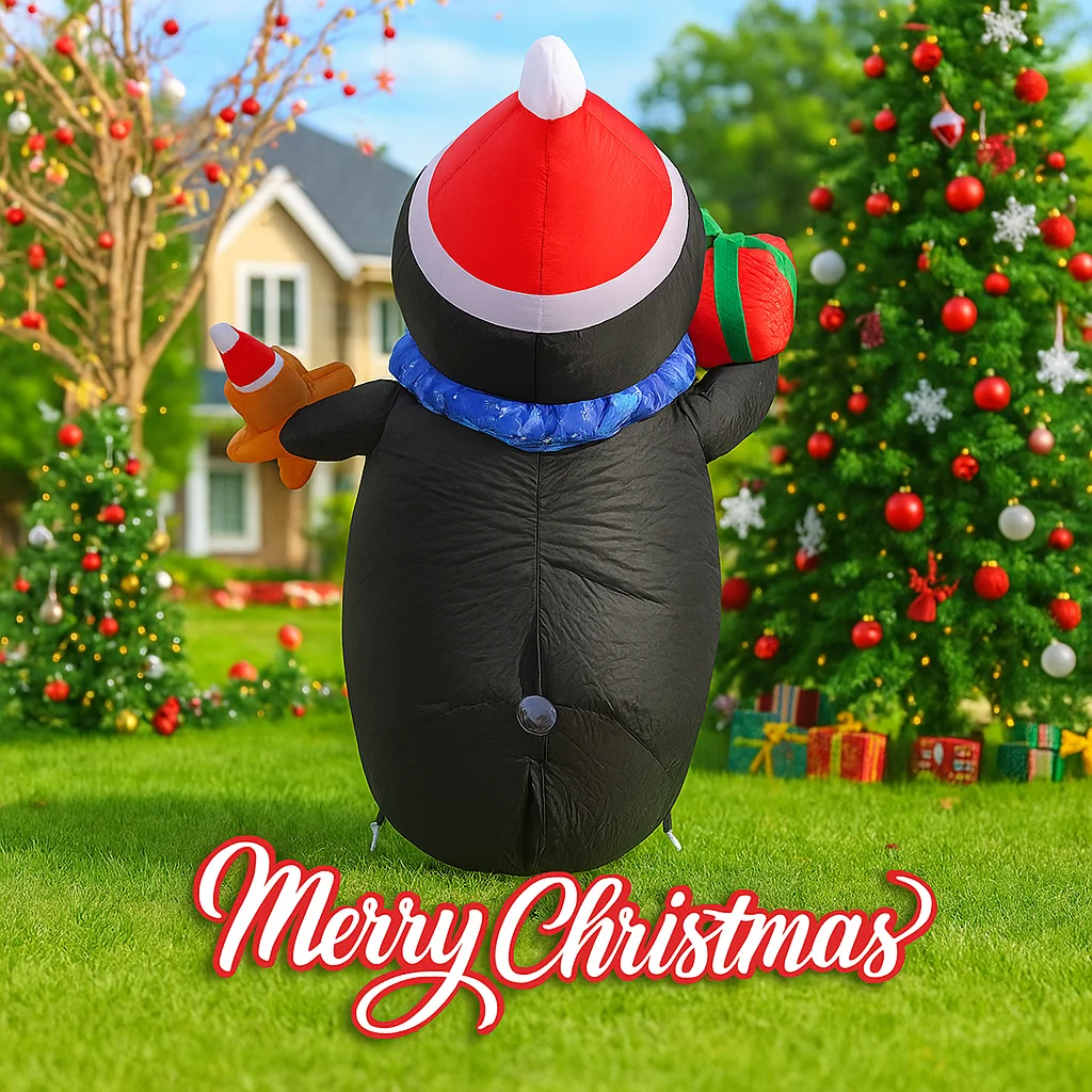 3,44 ft LED Licht Aufblasbare Weihnachten Pinguin Lebkuchen Mann Geschenk Spielzeug Hof Party Decor Hause Liefert Weihnachten Ornamente Urlaub
