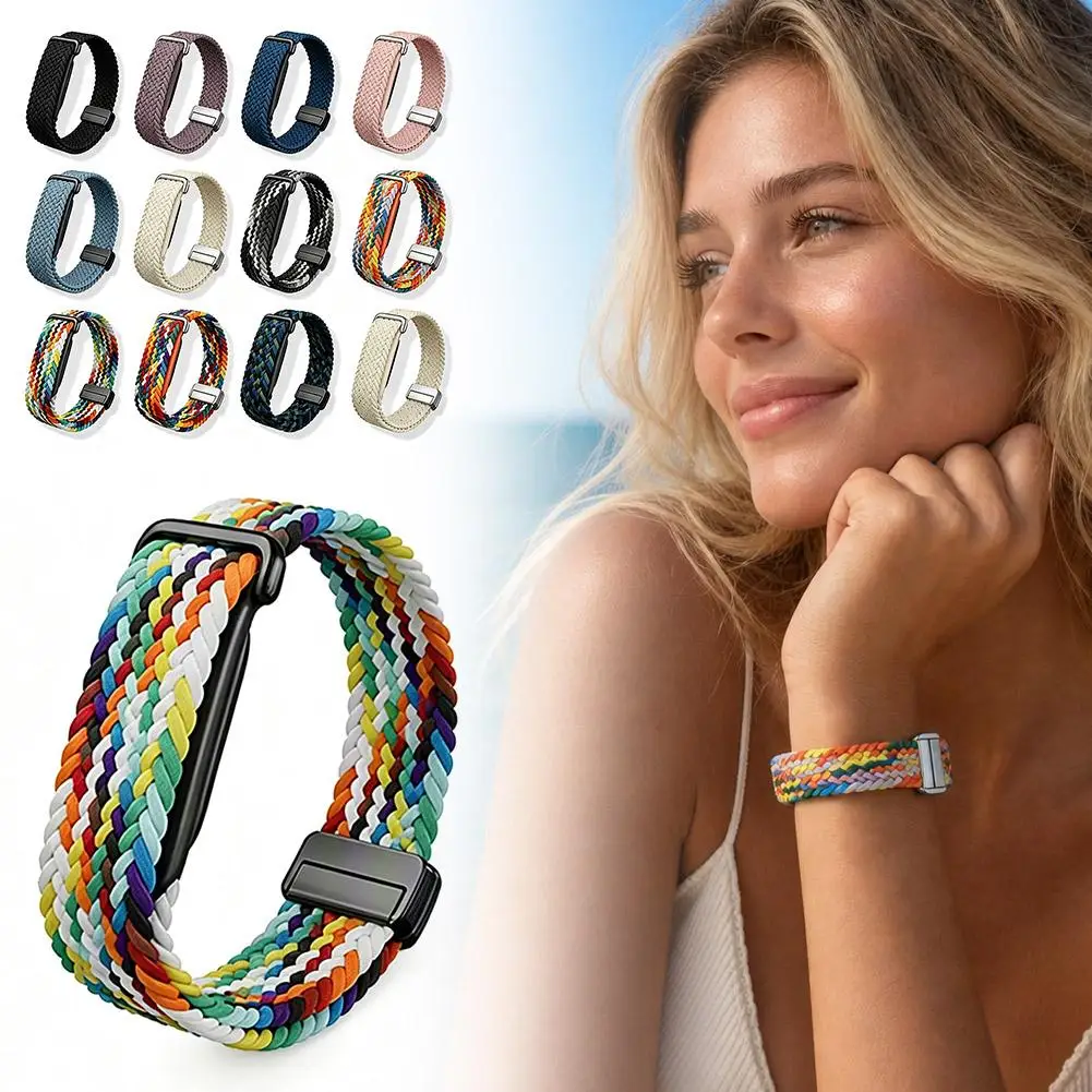 Braided Nylon Magnetic Band For Fitbit Air reathable Replacement Accessories Strap with Secure Clasp  ﻿
