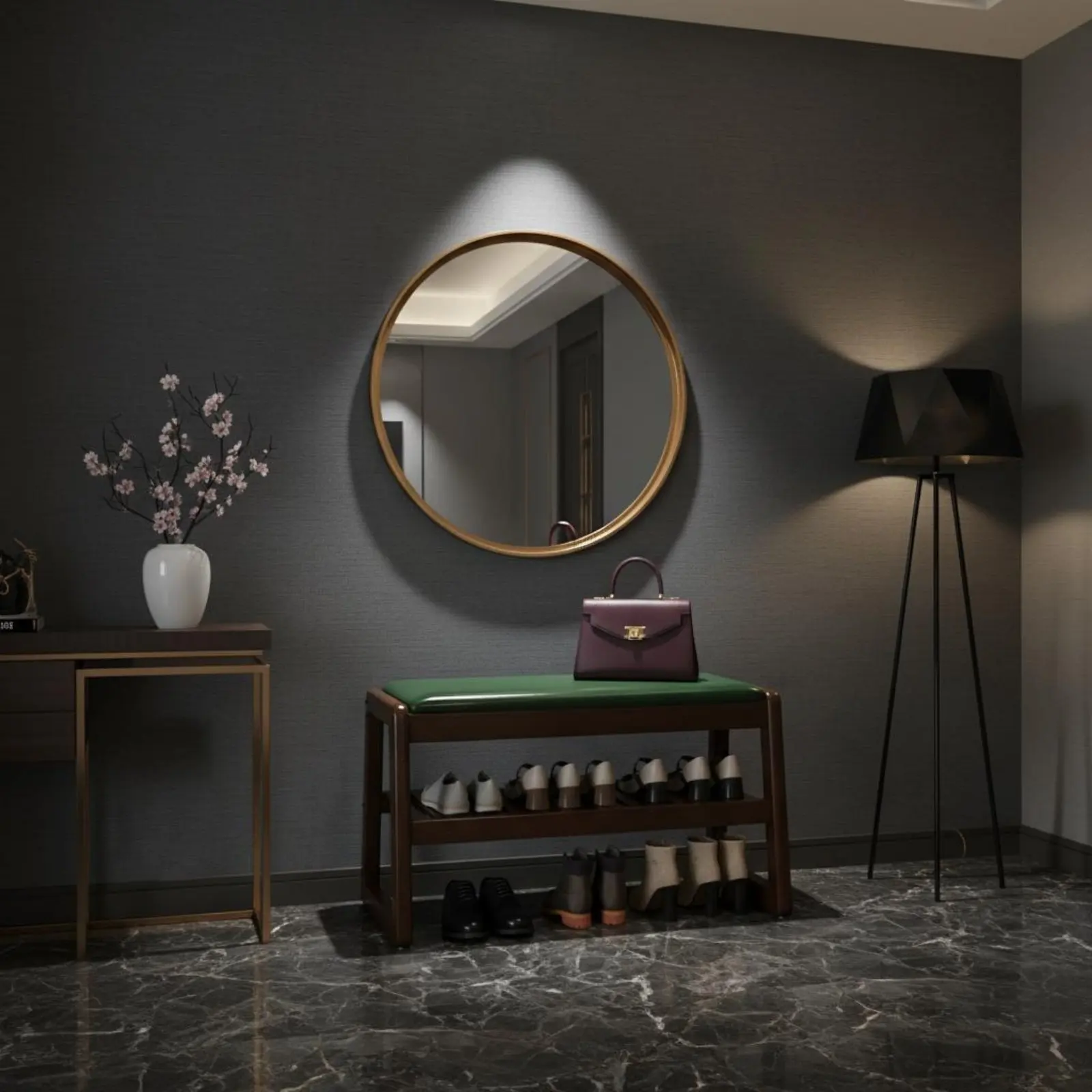 

Бамбуковая скамья для прихожей с удобной мягкой подушкой, местом для хранения обуви и прочной конструкцией для небольших помещений