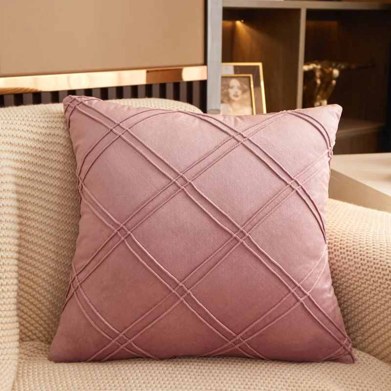 1/2pcs Dutch Velvet Handmade Waist Cushion Cover Ultra Soft Plush Pink Pillowcase Decorative Pillow Cover For Sofa Bedroom