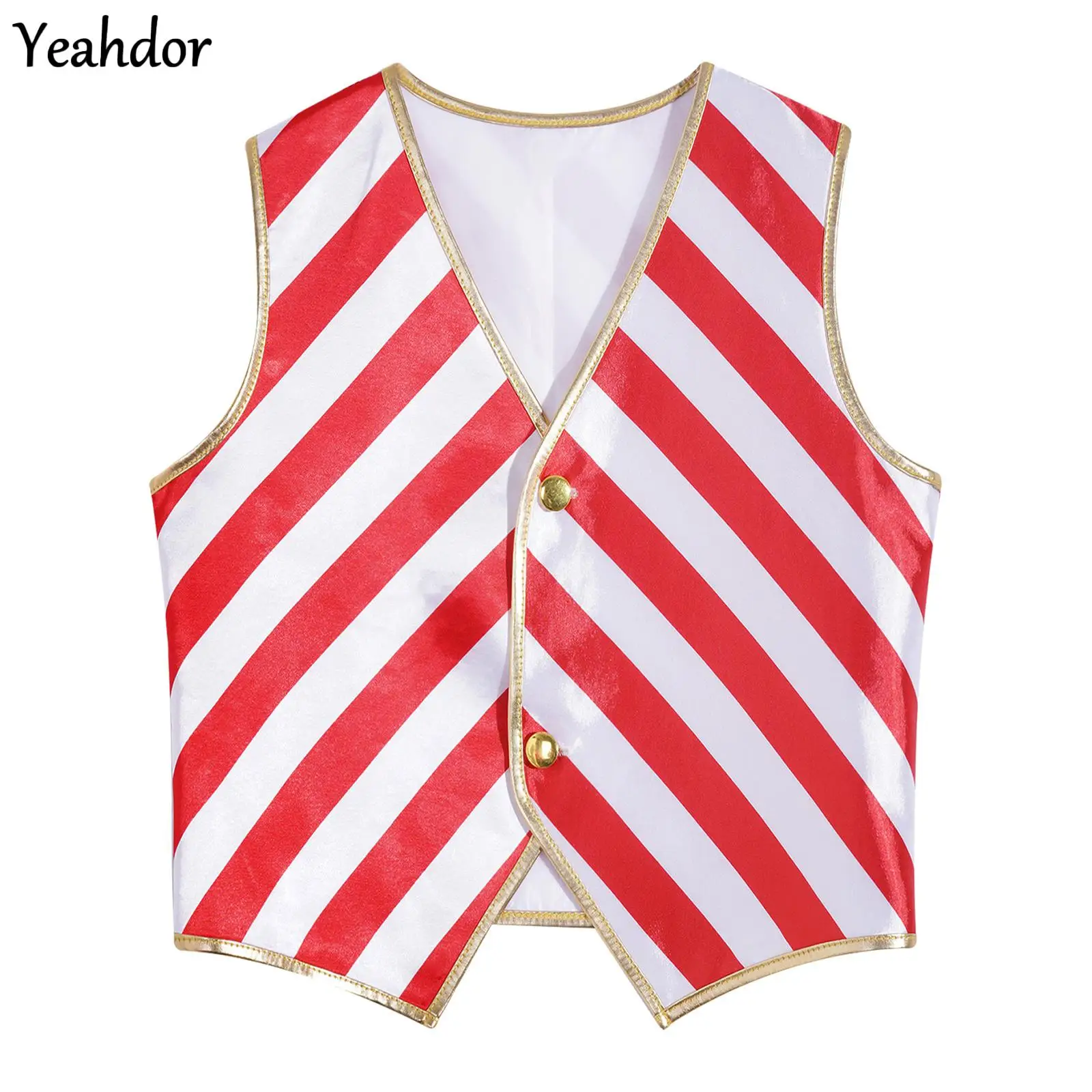 

Boys Christmas Vest Candy Cane Striped Sleeveless Sequin Santa Elf Vest Waistcoat Top Carnival Xmas Cosplay Jazz Dance Jacket