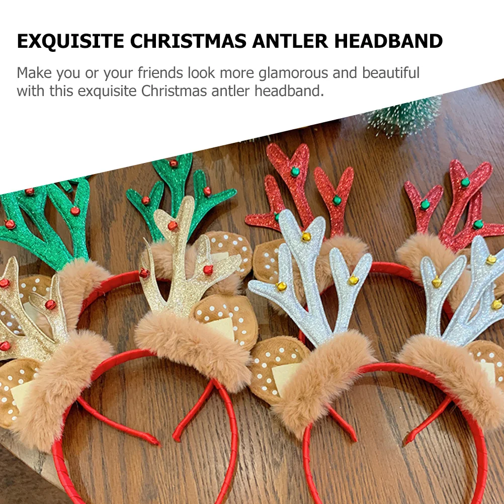 

2Pcs Christmas Reindeer Antler Hairband Xmas Party Headband Lightweight Costume Holiday Hair Hoop Christmas Antler Headband