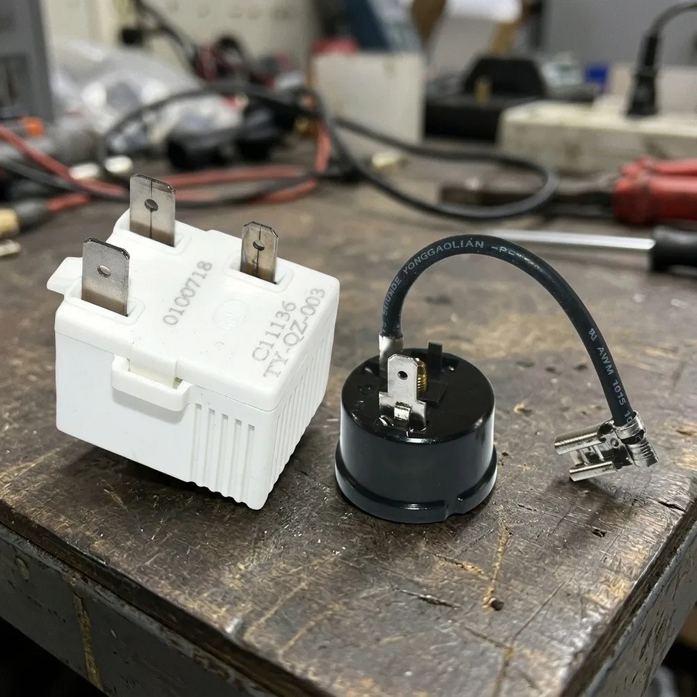 TY-QZ-003 3-Pin Compressor Start Switch + Thermal Overload For Protector Versatile Compatibility Compact Dimensions Easy Install