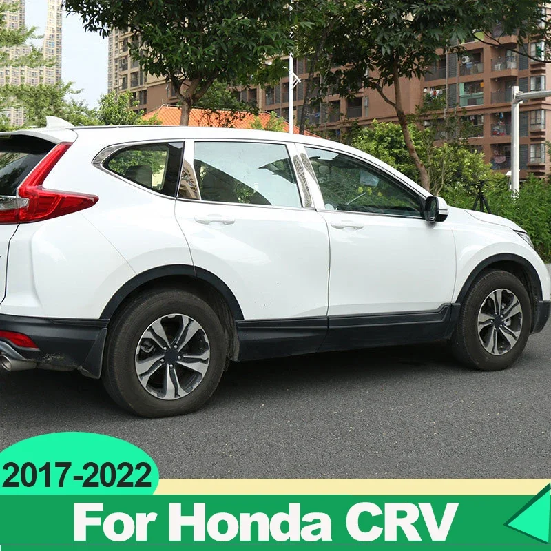 For Honda CRV CR-V 5th 2017 2018 2019 2020 2021 2022 Hybrid Stainless Steel Car Door Window B C Pillar Center Post Trim Sticker