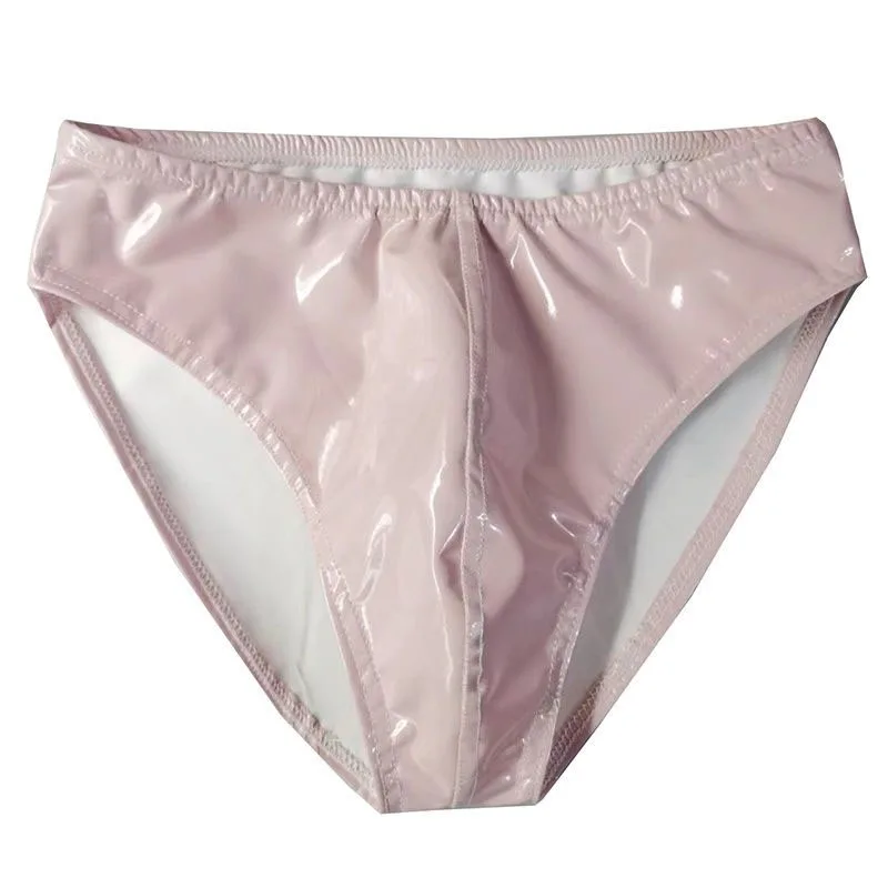 رجل الوردي براءات الاختراع والجلود نظرة الرطب سراويل المثيرة الملابس الداخلية حزام مطاط مثير U-محدب سيسي ملخصات نادي القطب الرقص اللباس الداخلي