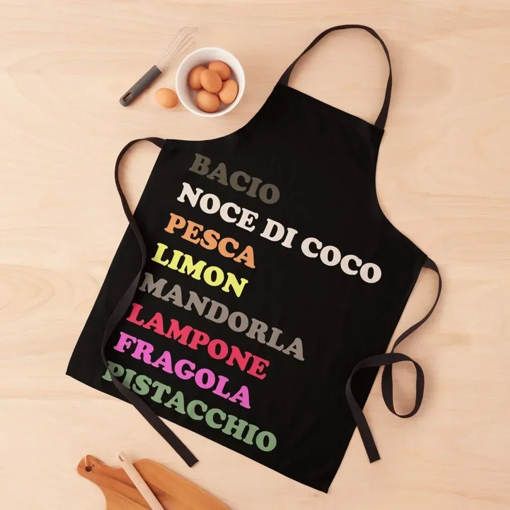 

Gelato Flavors Italian Treat Sure To Satify Sweet Tooth Apron Men kitchen For Kitchen Women For Cosmetologist Apron