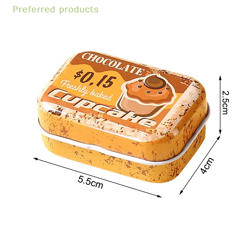 1/2/4 قطعة غطاء الوجه الصغير صندوق القصدير المحمولة مستطيلة صندوق تخزين الحديد نمط لطيف ل حبوب الحلوى مشبك الورق-ديكور #6