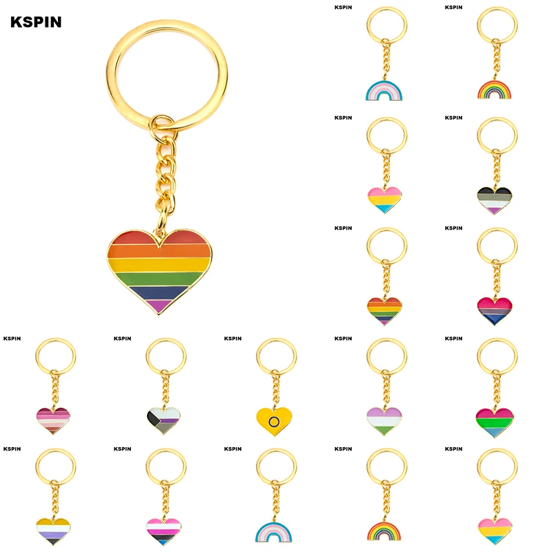 

Transgender Rainbow Pansexual pride Genderqueer pride Asexual Metal Key Ring Key Chain For Women Jewelry