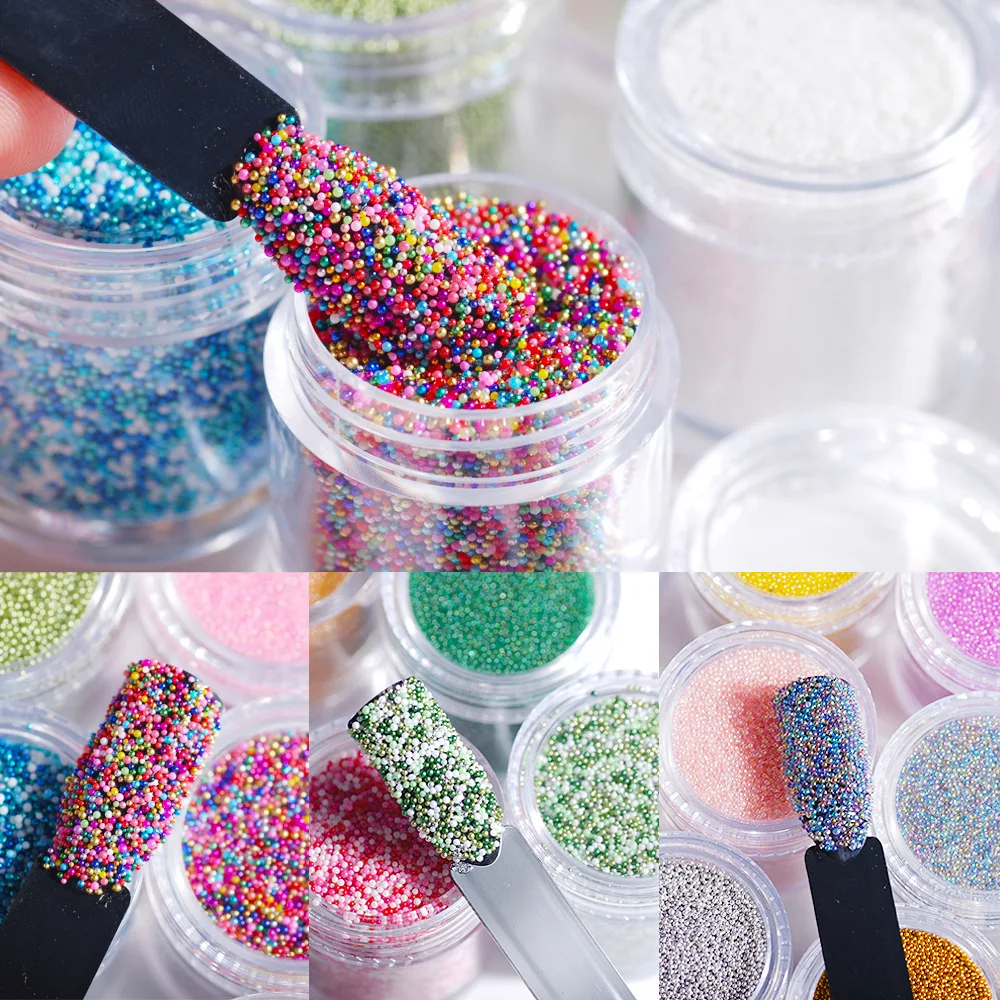 High Quality 20g Transparent Microbeads Bubble Fairy Beads Caviar Nail Art Jewelry Beads Transparent Can Box