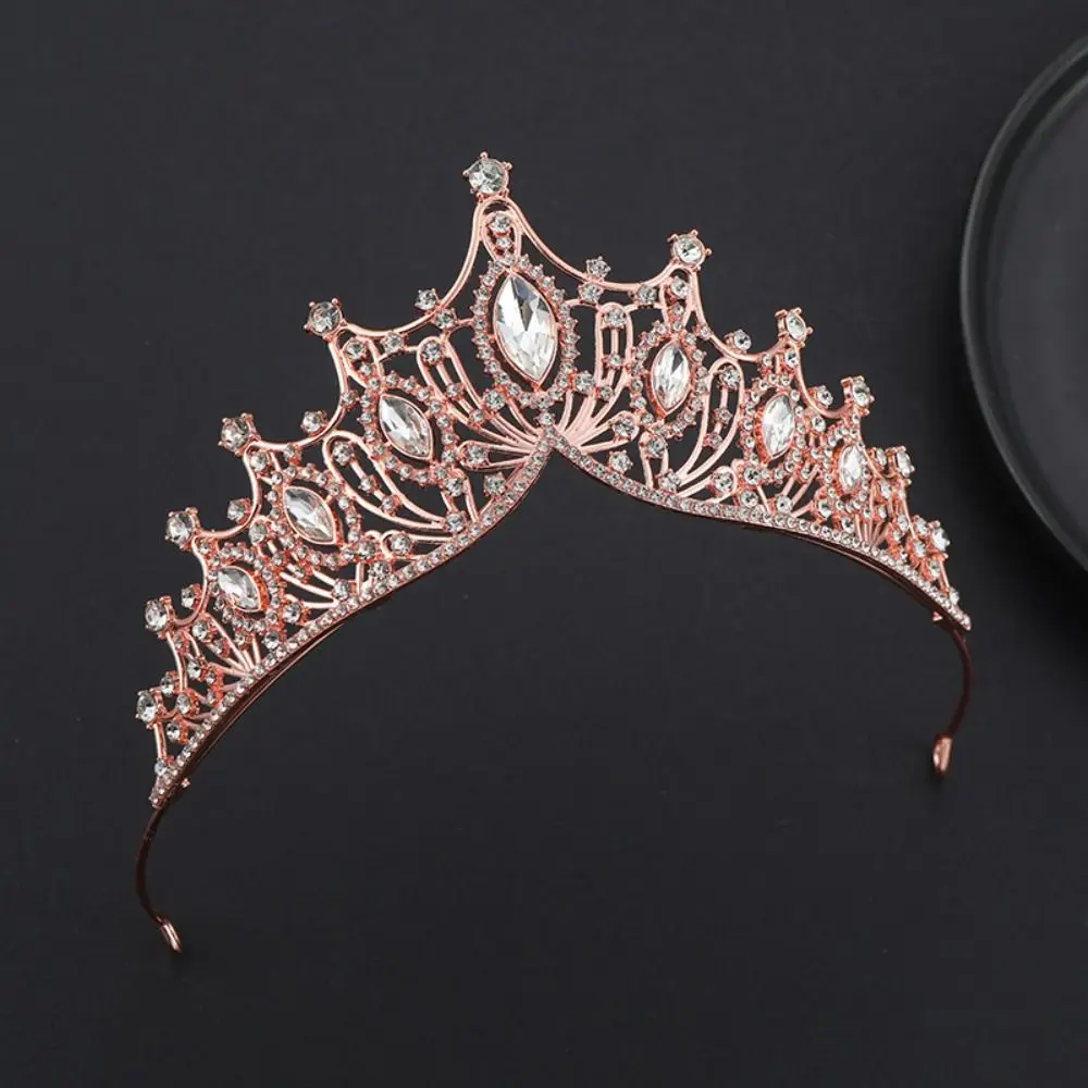 

Elegant Shiny Baroque Crown Metal Gold Princess Tiara Hair Ornaments Bridal Hair Tiara Rhinestone Crown Women
