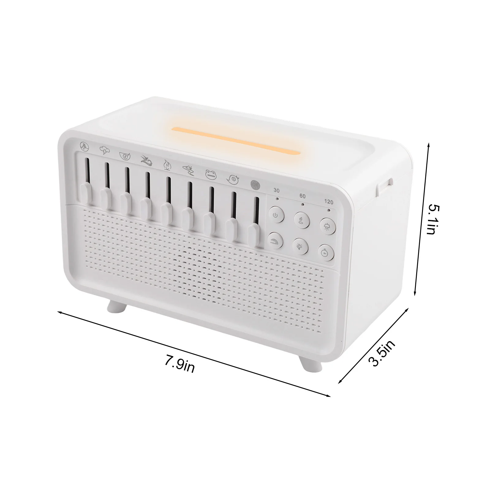 

Увлажнитель воздуха 23*12*17 см, диффузор для ароматерапии, 8 регулируемых настроек белого шума, успокаивающий окружающий свет, ночное использование