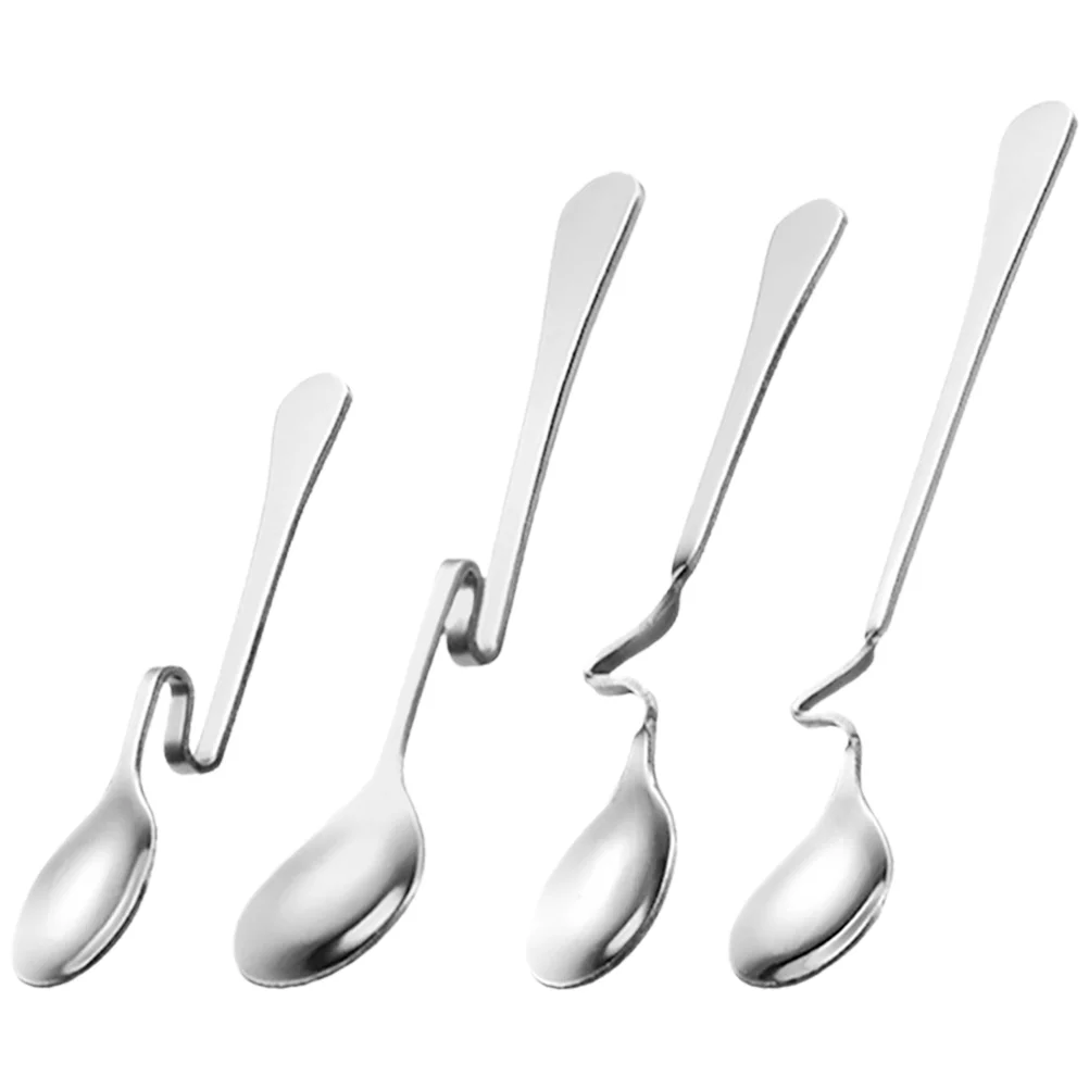 

4 Pcs Stainless Steel Tableware Hanging Cup Coffee Spoon Mixing Household Dessert Beautiful Stirring Polished Pudding Spoons