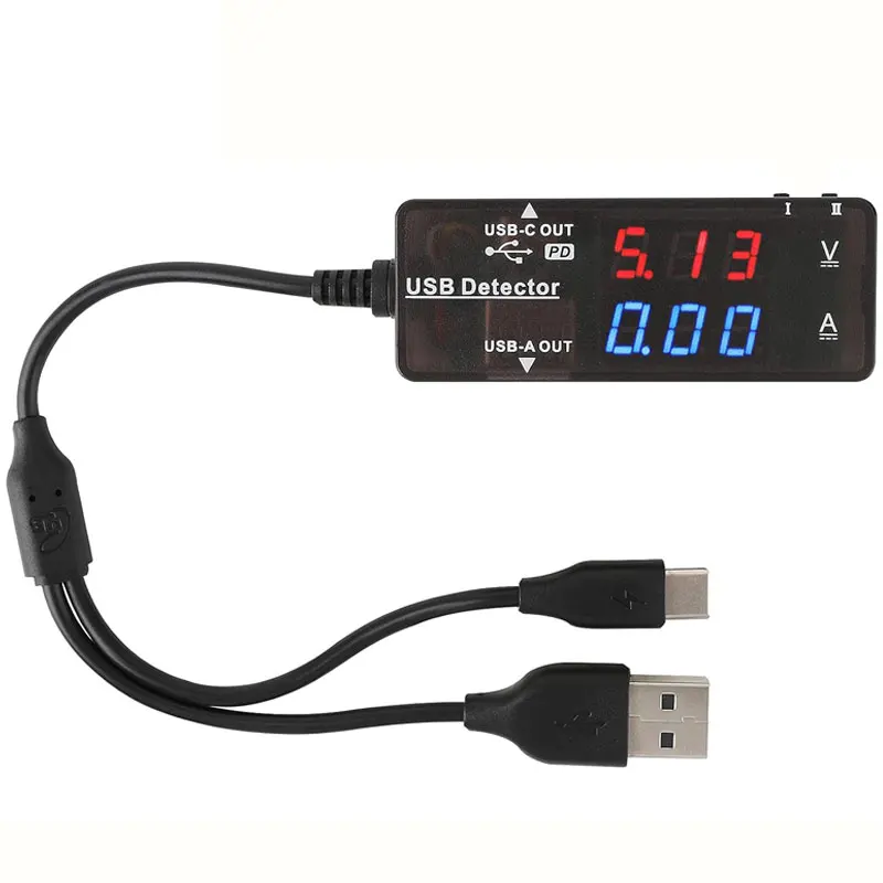 

USB A USB C Type-C Current Voltage Tester Dual USB Ports Support PD QC 3.0 with Color LED Display Battery Charger Monitor