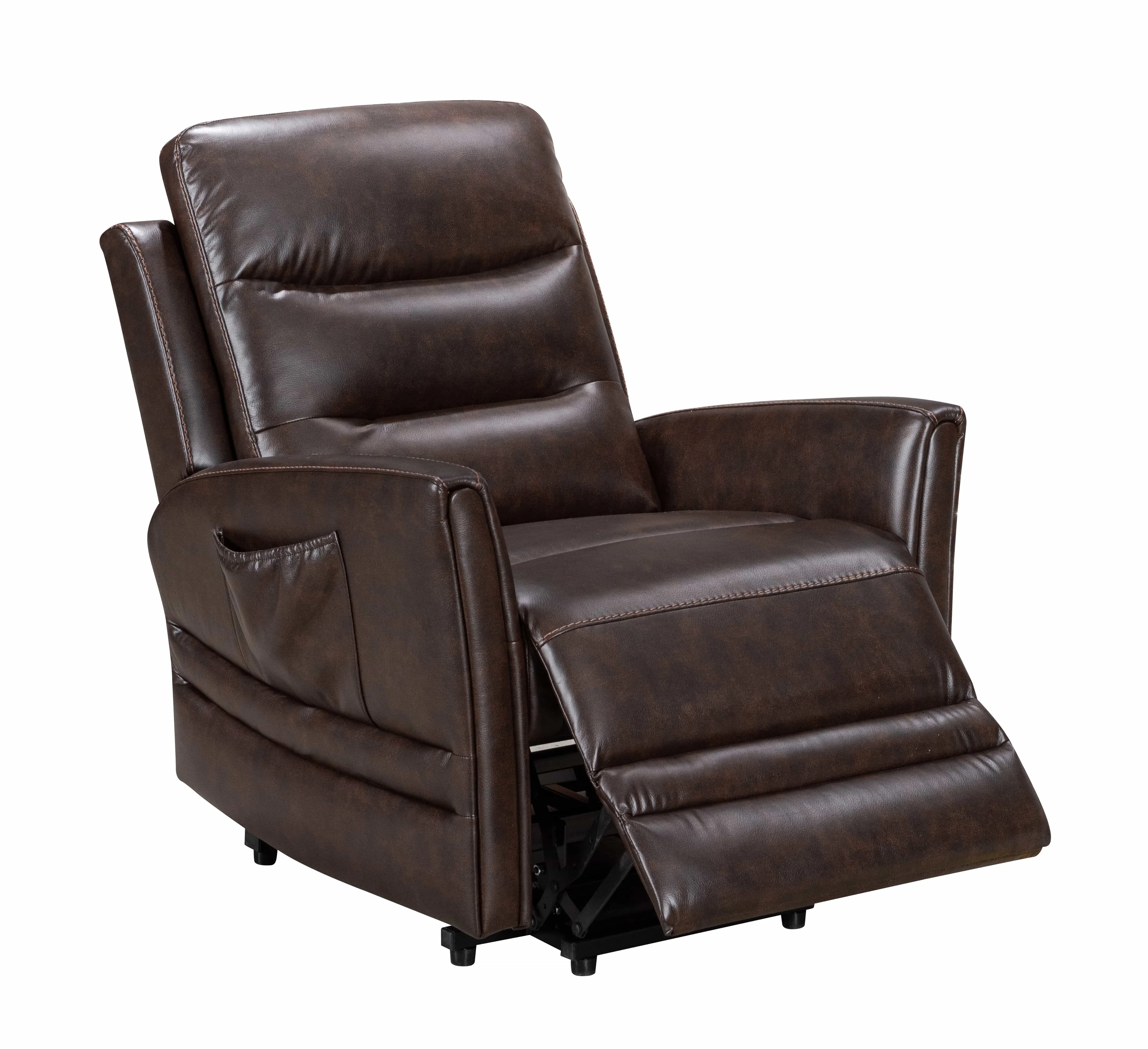 أريكة كرسي بإطار خشبي على الطراز الحديث مع تنجيد من الجلد الطبيعي بلون مخصص لاستخدام غرفة المعيشة لكبار السن #4