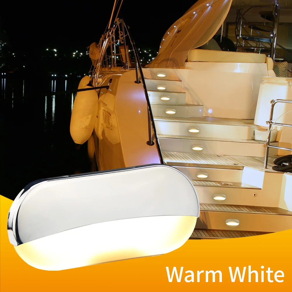 

2 X 12V Marine Boat LED Courtesy Light RV Trailer Corridor Garden Stair Light Warm White