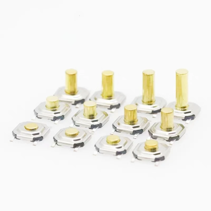 50 stücke 5,2x5,2mm (4*4) H = 1,5/1,6/1,7/2,0/2,5/3,0/4/5/6/7/8/9mm Momentary Metall Tact Push Button Schalter 260GF SMT 4PIN Schlüssel Taste – Detail 1