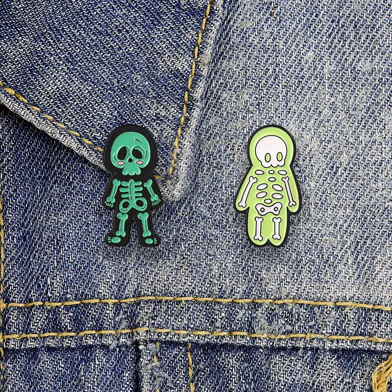Gothic Skeleton Enamel Badges Skull Rose Spooky Doll Figure Halloween Cartoon Pins Dark Brooches Lapel Pin Set Jewelry Gift