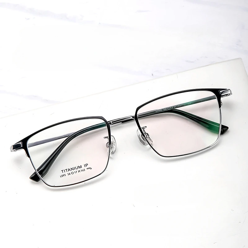 56-17-145 Large Frame Glasses Pure Titanium Men's Optical Prescription Custom Eyebrow Full Frame Pure Titanium Retro Square