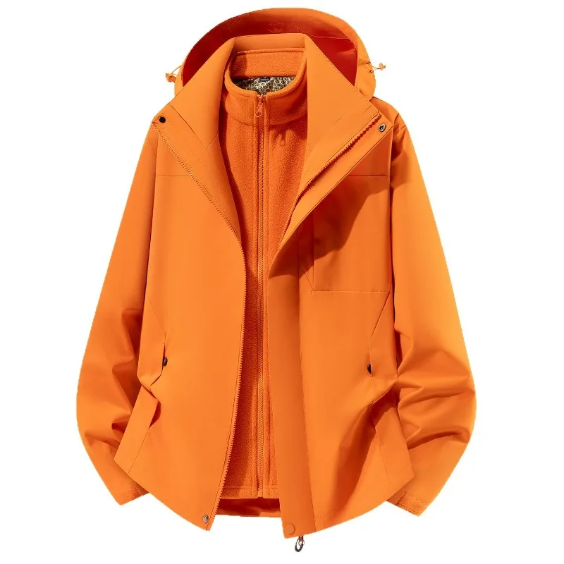 New Autumn Winter Three-in-one Men's Women's Windproof Waterproof Graphene Detachable Fleece Inner Liner Fashion Simple Jacket