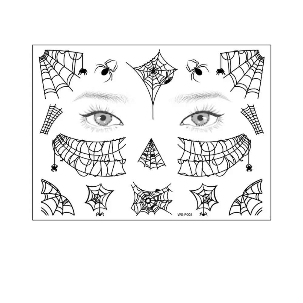 12Sheets Waterproof Spider Web Face Patch Halloween DIY Cosplay Props Body Art Decals Cobwebs Temporary Tattoos Stickers