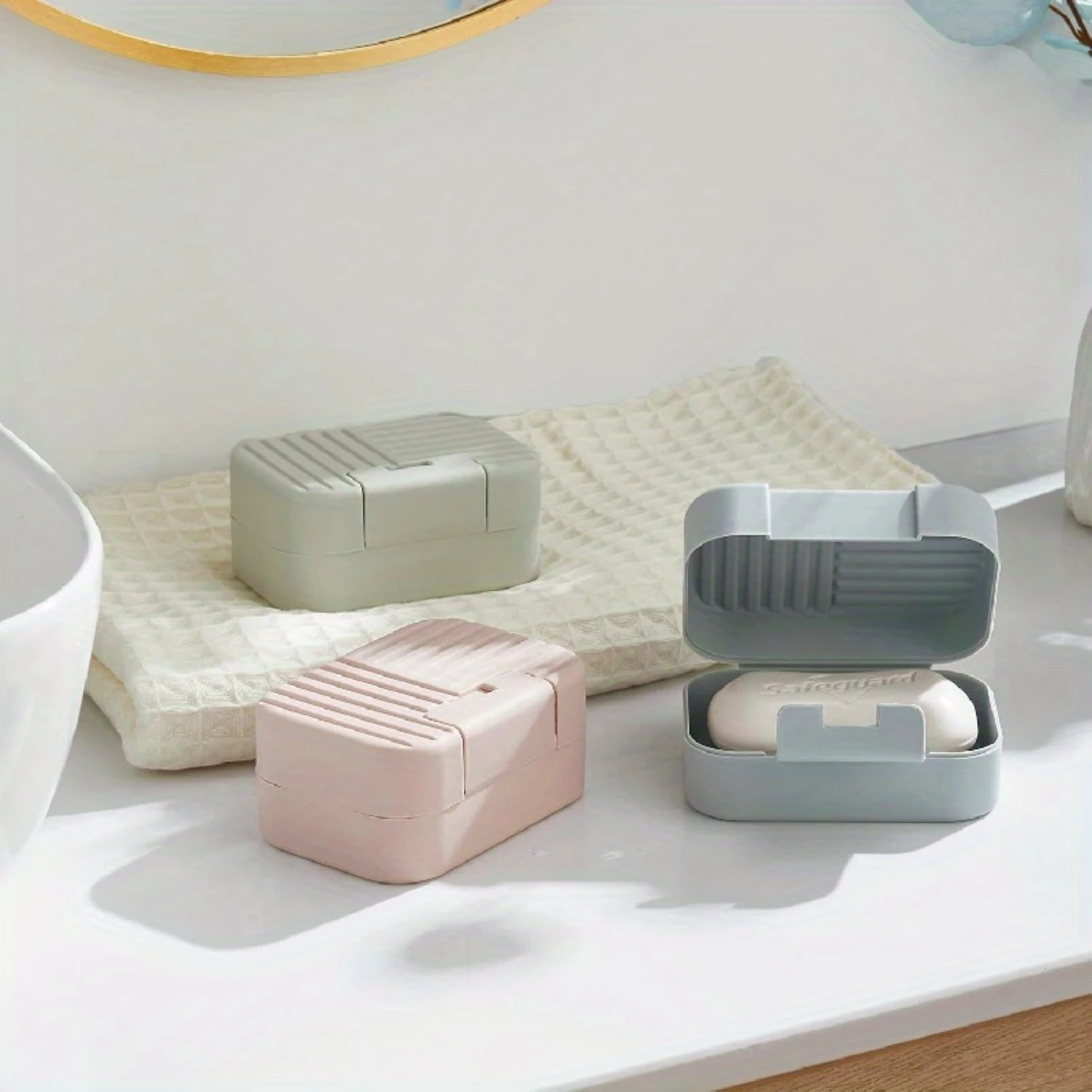 3pcs Plastic Rectangle Soap Box, Travel Soap Container With Lid, Portable Soap Case, Soap Dishes For Travel Camping Gym, Travel