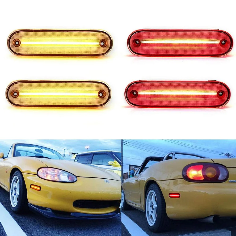 

Эксклюзивный комплект из 4 светодиодных боковых габаритных фонарей с прозрачными линзами, передние и задние указатели поворота, лампы-мигалки для MAZDA MX-5 MX5 MIATA 1990-200