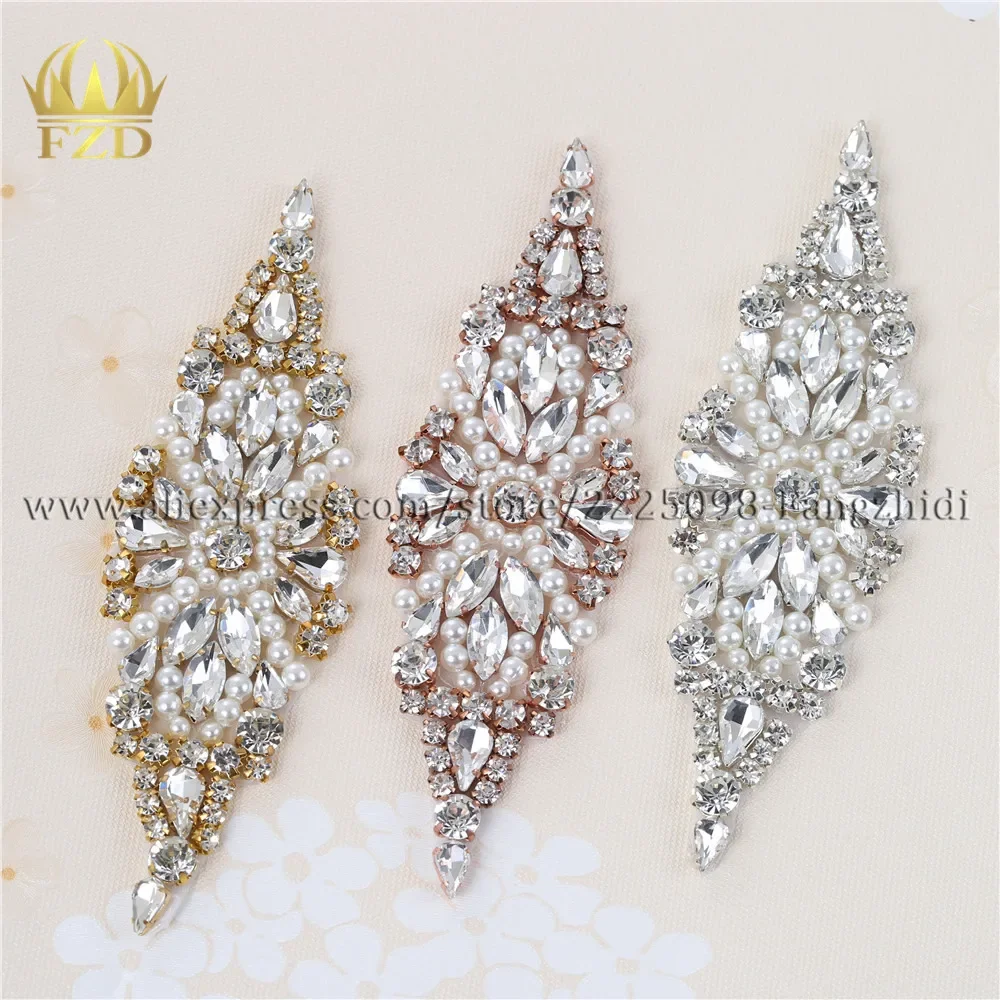 

30 Pieces Wholesale Rhinestones Sliver Sash Pearl Crystal Garment Handmade Glass Appliques Trimming Hot Fix Strass For Clothes