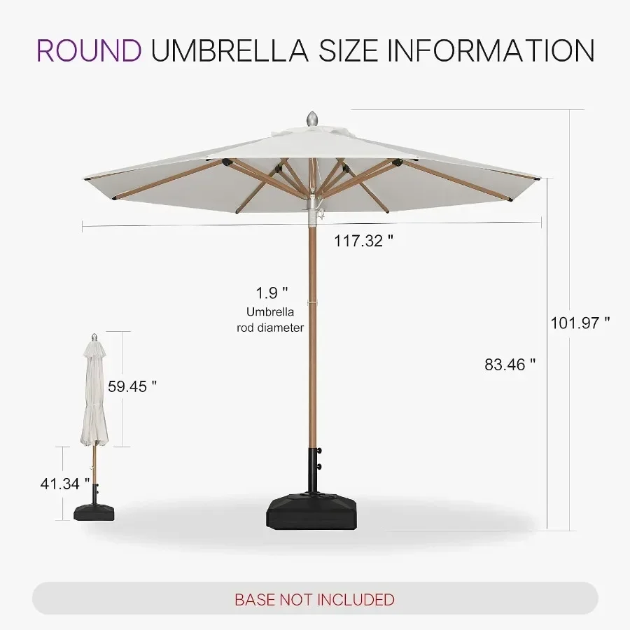 Market Umbrella Round Refined Rope Lift Rustproof