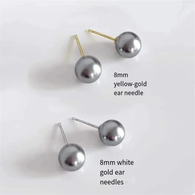 Senlissi- Wholesale Natural White 4-14mm Freshwater Gray Pearl and 925 Sterling Silver Stud Earrings for Women  Jewelry Gifts