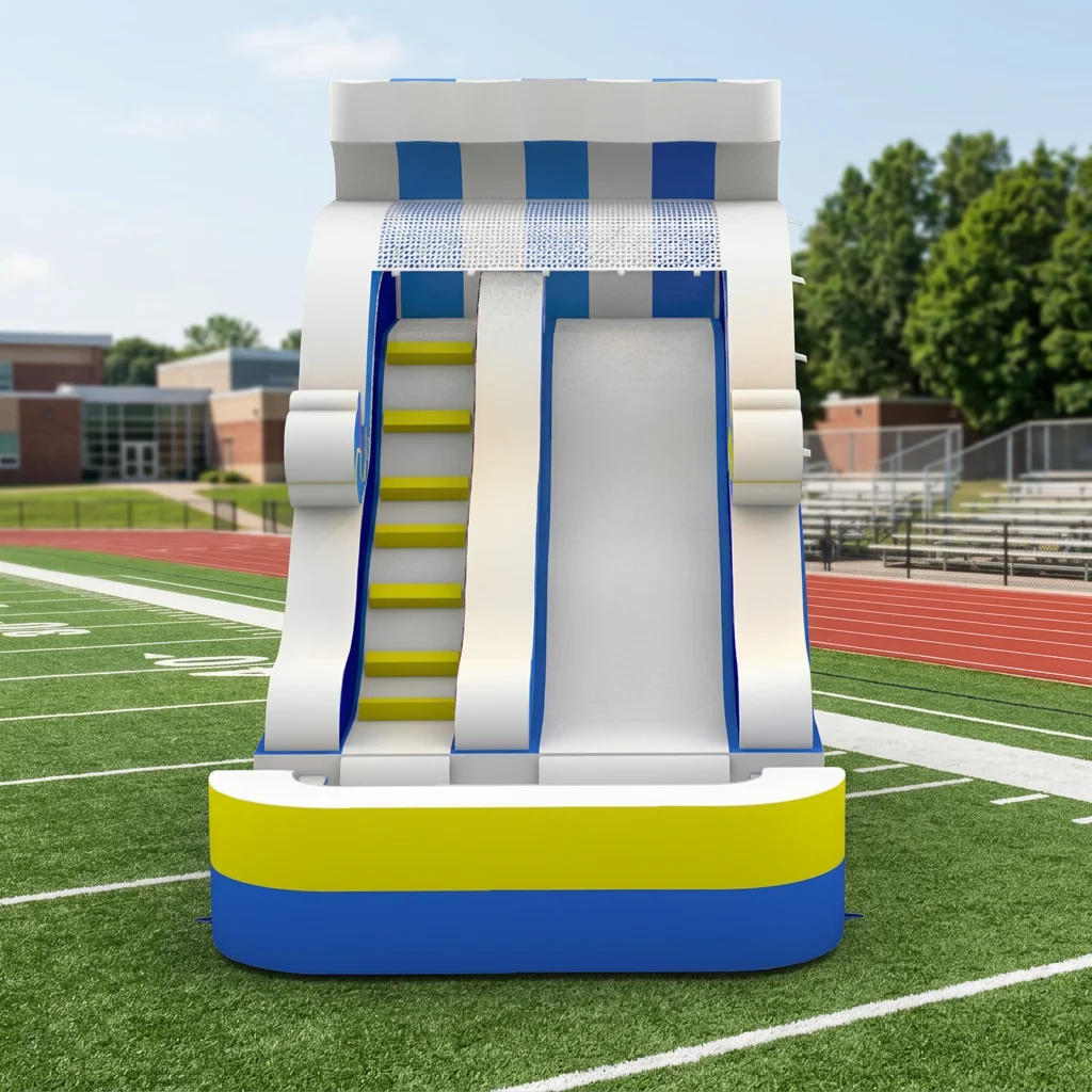 Inflatable slides with pools customized by manufacturers for amusement parks, backyards, and events