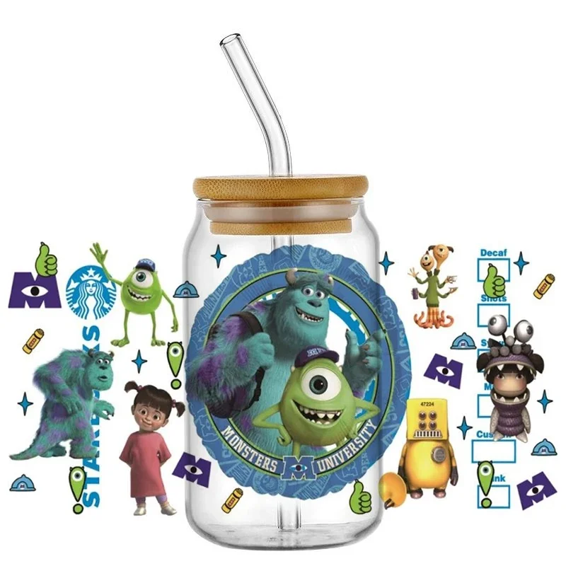 Fun Hand Drawn Whimsical Monster Pattern UV DTF Transfer Stickers, Waterproof Self-Adhesive Cup and Mug Wraps, DIY Craft Decals