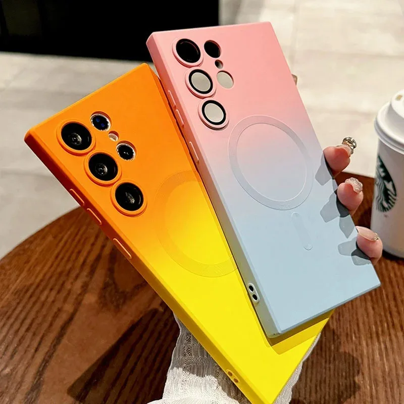 Luxury gradient magnetic phone case for Samsung Galaxy S26 ultra S25 S24 S23 S22 Ultra compatible with camera protect cover
