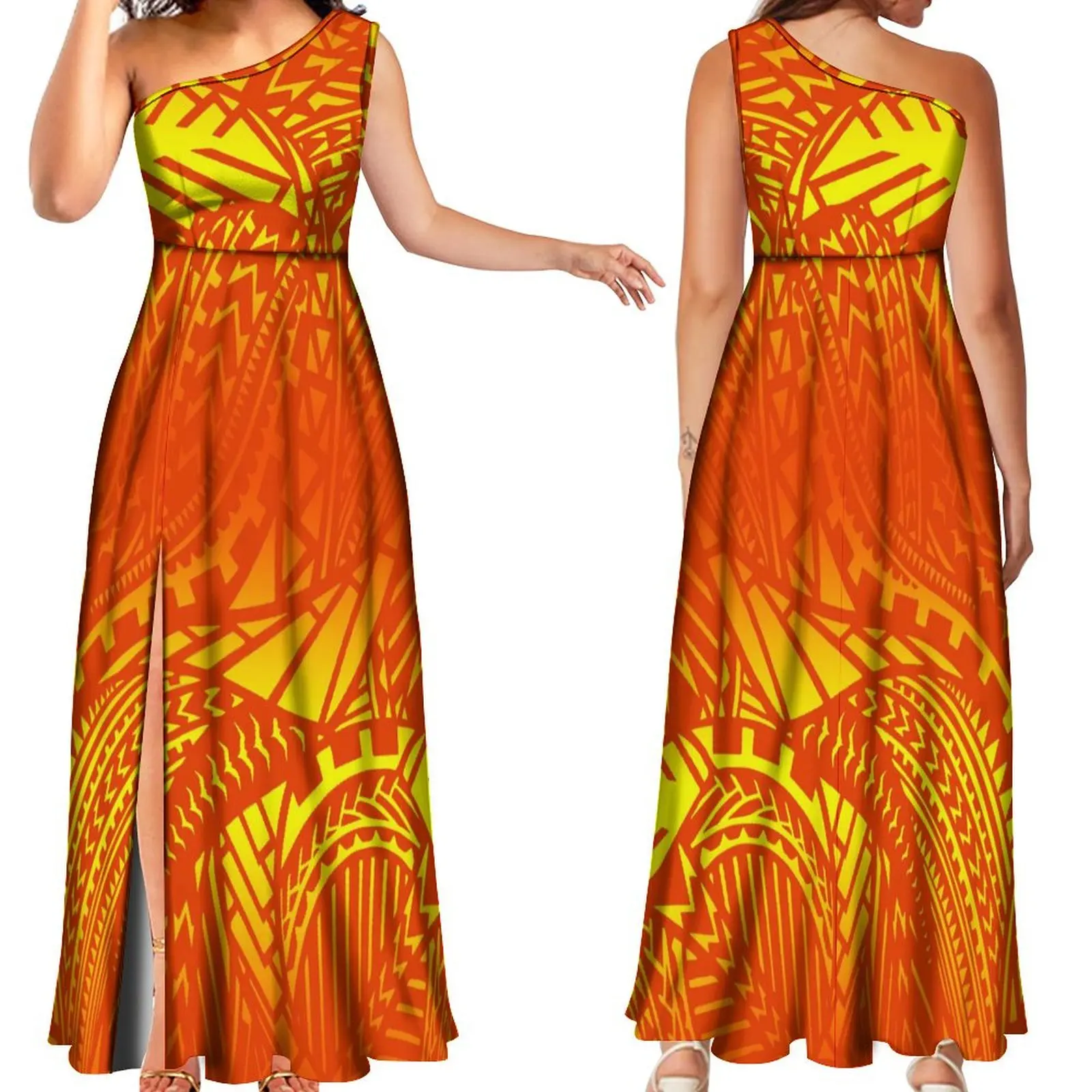 

Women's Dress Samoan Ethnic Style Custom Maxi Dress Polynesian Print Summer Sleeveless Temperament Maxi Dress Quality Fabric