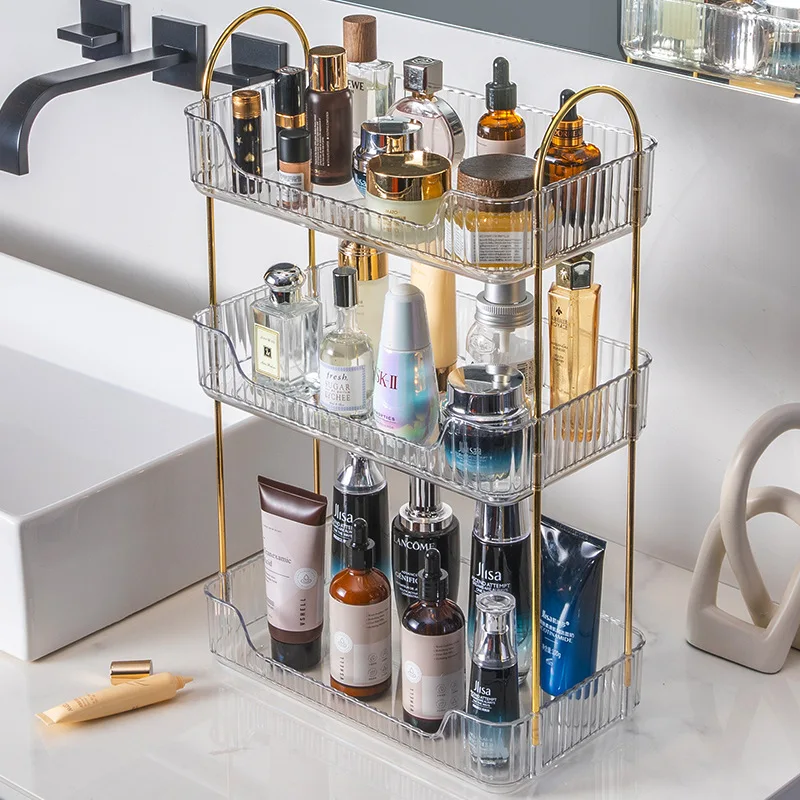 Bathroom Corner Storage Organizer Shelf Home Makeup Skincare Shampoo Lipstick Tabletop Holder Cosmetic Desk Kitchen Rack