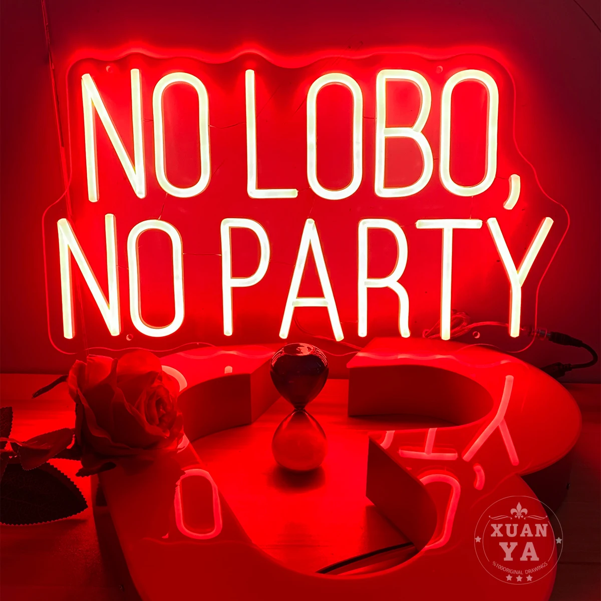 Neón hecho a medida para fiesta, No Lobo, ambiente de neón para bar, club nocturno, hace que su fiesta sea más atractiva