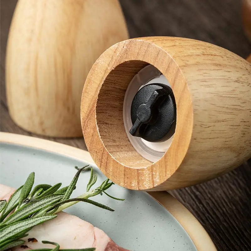 Solid Wood Salt and Pepper Grinder Sets Kitchen Spice Grain Shaker Adjustable Ceramic Grinder Kitchen Pepper Mill Cooking Tools