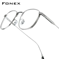 FONEX Pure Titanium Glasses Frame Men Brand Design Vintage Round Eyeglasses Women Japanese UIltralight Eyewear 8517