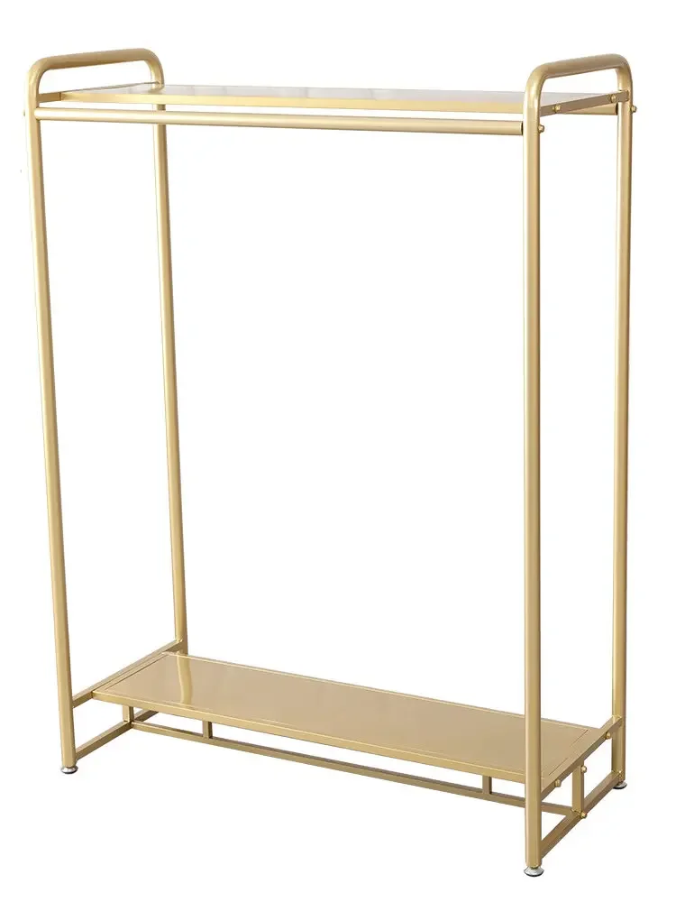 

Clothing StoreClothing Store Display Rack Floor-to-ceiling Gold Double-layer Zhongdao Hanging Clothes Rack Women's Clothing Stor