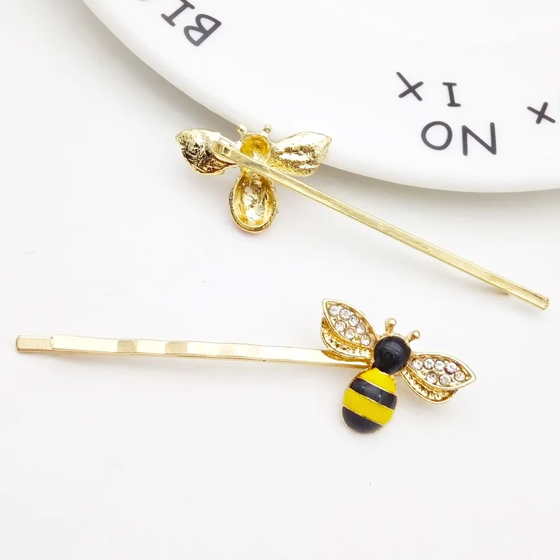 Cute Bee Delicate Hair Clip Drop Oil Vintage Head Ornament Bow Metal Hairpin Hair Accessories for Women Girls