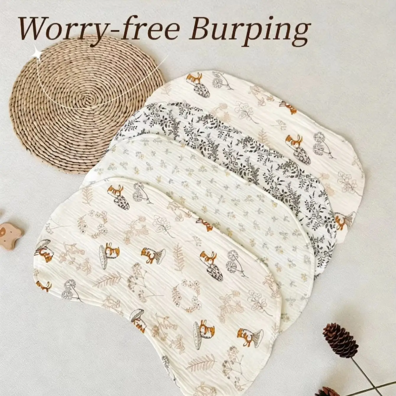 

Baby Burp Cloths, Ultra Soft Absorbent Cotton Burp Rags, Large Size Breathable Spit Up Cloths for Newborn Toddler