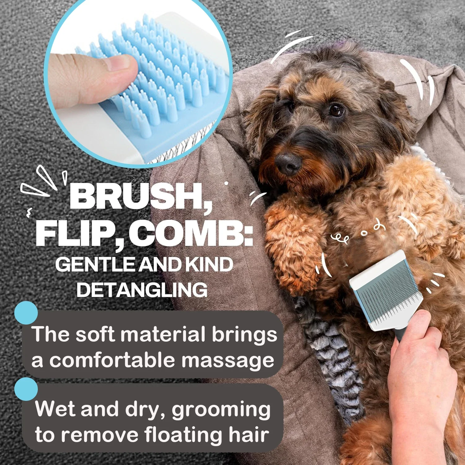 Doodle Brush for Dogs - Dematting Brush for Goldendoodles, Dog Brushes for Grooming Massaging & Dredging, Slicker Brush for Dogs