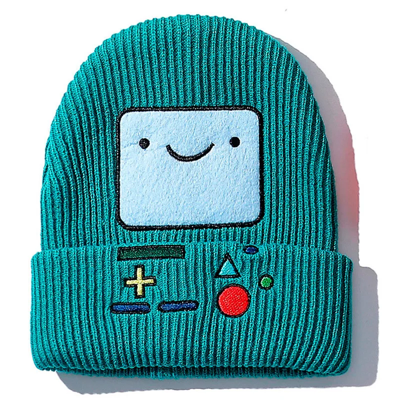 Anime Game Machine BMO Beanie Hat per donna uomo Cartoon ricamo cappelli lavorati a maglia cappello invernale Hip Hop Ski Skull Caps