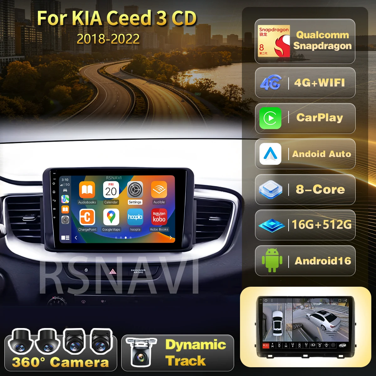 Android 16 Car Radio For Kia Ceed 3 CD 2018 - 2021 2022 Navigation Video Carplay Auto Wireless Stereo Player 360 Camera DSP 2din
