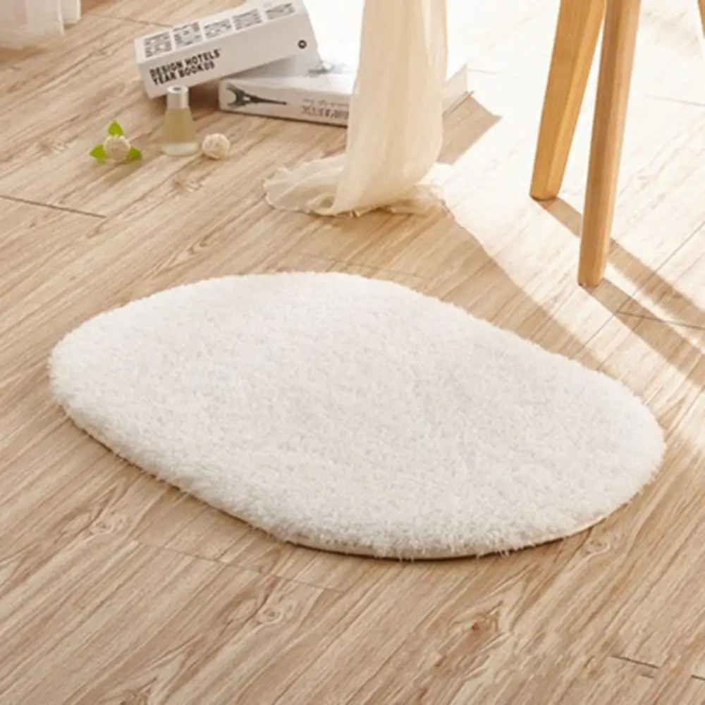 30/40/50cm Oval Plush Floor Mat Fluffy Water Absorbent Rug Faux Fur Carpet Living Room Doormat Shaggy Upholstery Area Carpet