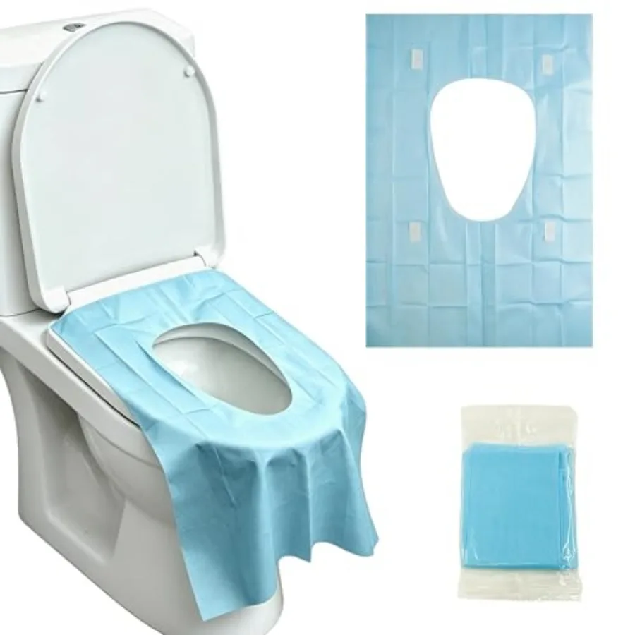 

Disposable Toilet Seat Cover 60 Pack - XL for Adults and,100% Biodegradable Travel Supplies Essentials for Public Restrooms, Ai