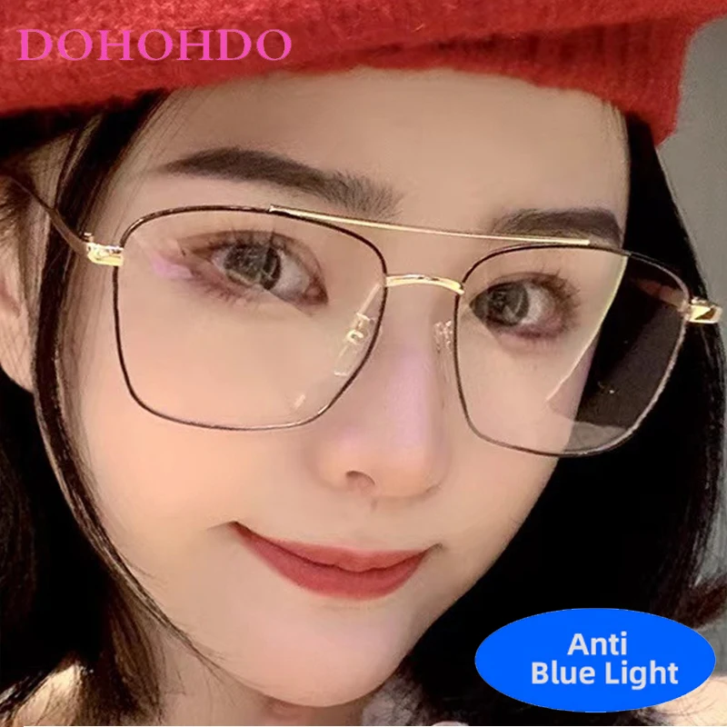 

Retro Twin Bridge Pilot Anti-Blue Light Glasses Women Men Classic Brand Designer Computer Eyeglasses For Office Work Lentes Очки