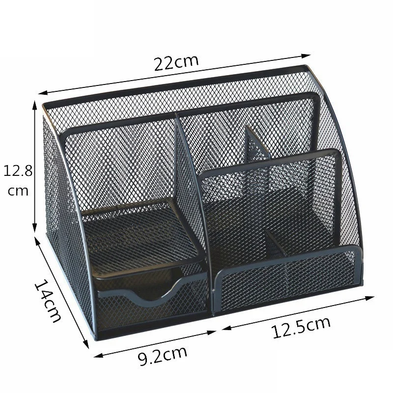 Офисный сетчатый аккуратный многофункциональный органайзер для хранения канцелярских принадлежностей, настольный органайзер, держатель для ручек с выдвижным ящиком