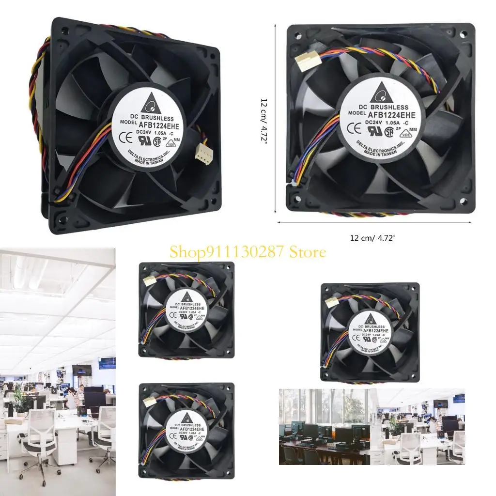 

J1HC For Delta AFB1224EHE 24V 1.05A 12038 120x120x38mm Inverter Large Air Volume Cooling Fan CPU Cooling Fan Replacement