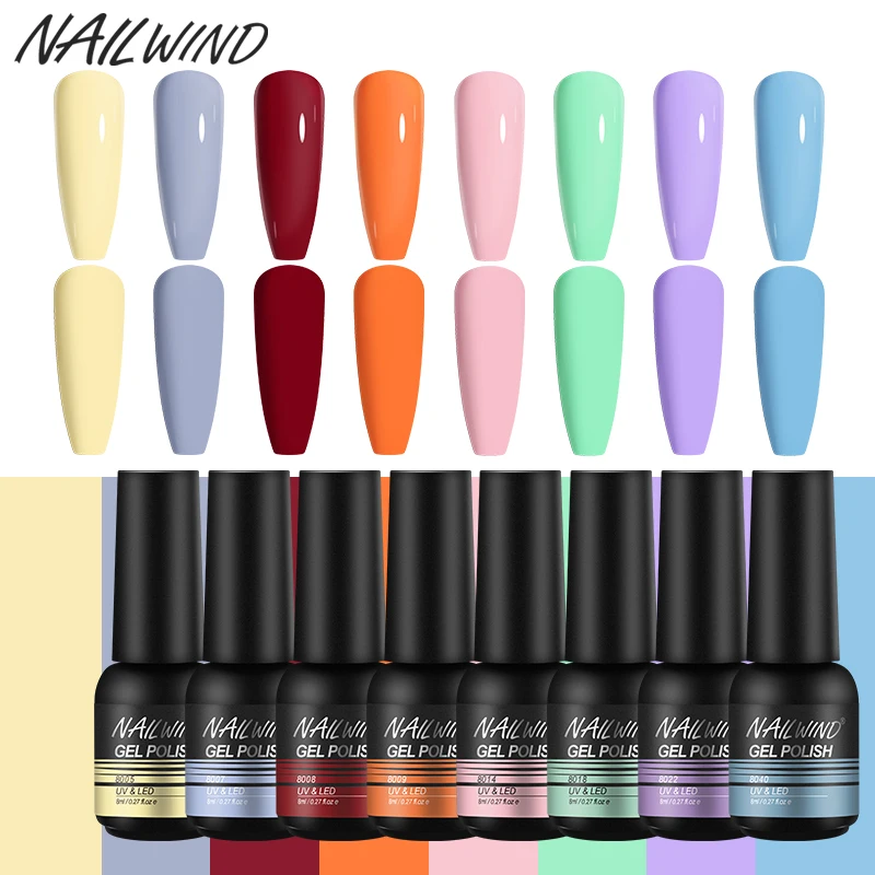 NAILWIND 80 Colors Glossy Matte Effect 8ml Nail Gel Nail Polish Semi Permanent Varnish hybrid Base Top Coat UV Gel Cure