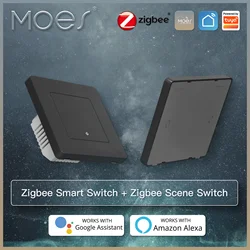 Кнопочный переключатель MOES ZigBee3.0 с кольцом-звездой, управление через приложение, работает с Alexa Google